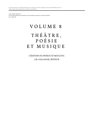 Couverture de Rousseau - Oeuvres 08 - Théâtre poésie et musique (rousseauonline)